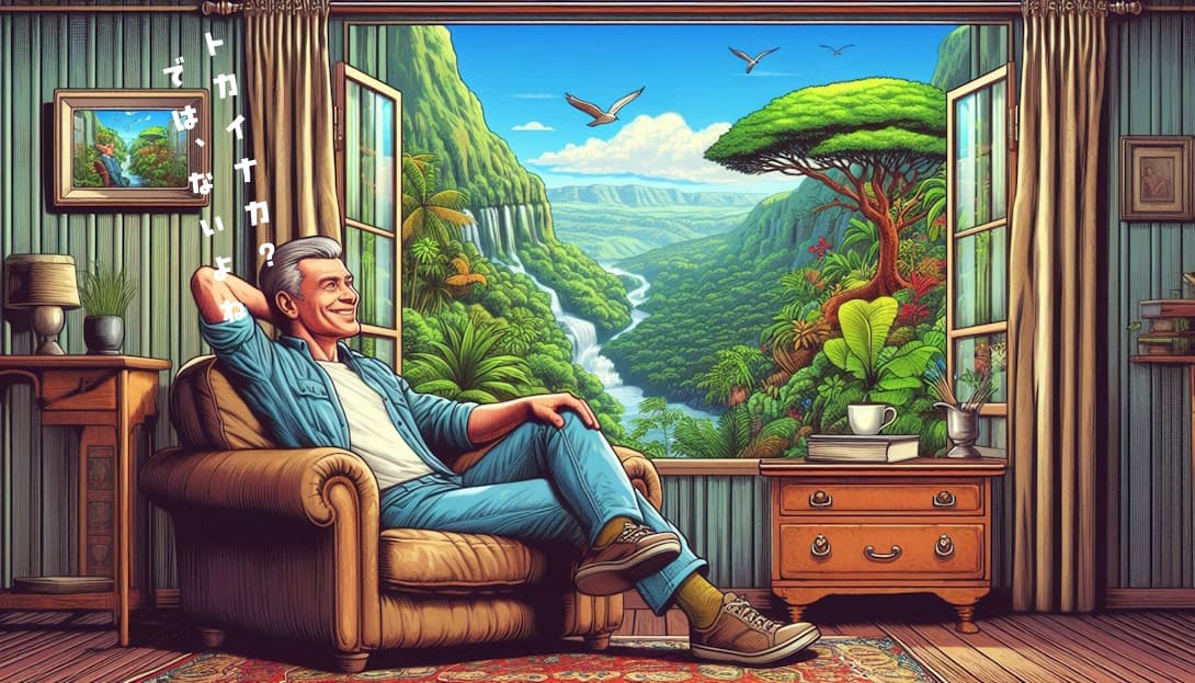 大自然の中で暮らす男性